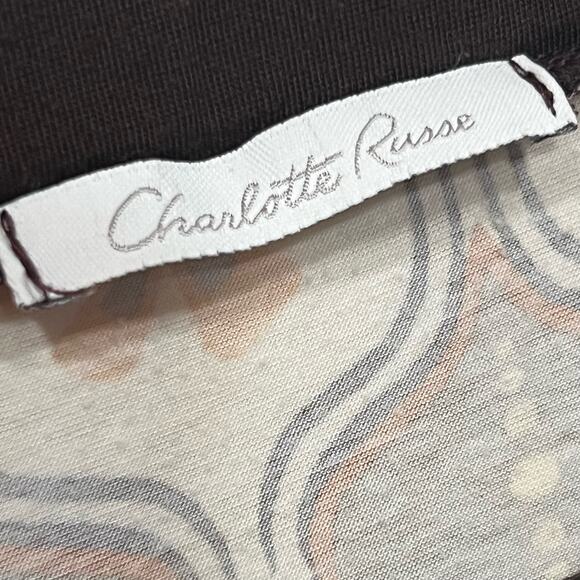 Vintage Y2K Strapless Tube Top Charlotte Russe Sz Medium 70s Print Braided Belt - Picture 6 of 7